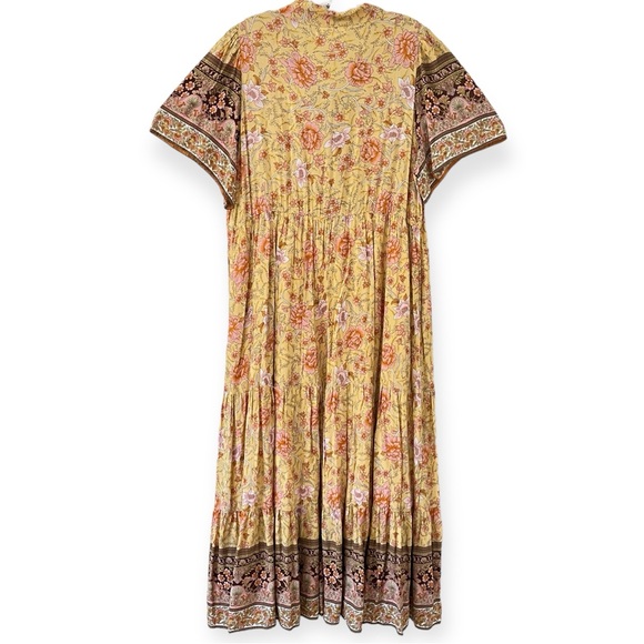 A Beautiful Soul Floral Tie Ribbon Tiered Ruffled Hem Flowy Maxi Dress XL - Picture 5 of 14